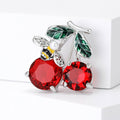 Cute Alloy Crystal Cherry Brooch Pin For Cardigans Bags And Suits view 5