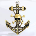 Alloy Skull Anchor Brooch Pin For Mens Fashion Clothing Decoration view 4