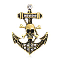 Alloy Skull Anchor Brooch Pin For Mens Fashion Clothing Decoration view 1