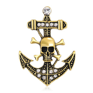 Alloy Skull Anchor Brooch Pin For Mens Fashion Clothing Decoration
