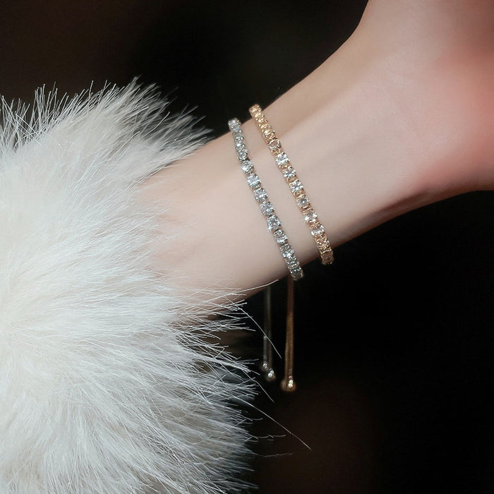 Korean Light Luxury Adjustable Copper Zircon Circle Bangle Geometric Fashion Bracelet