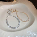 Korean Light Luxury Adjustable Copper Zircon Circle Bangle Geometric Fashion Bracelet view 2