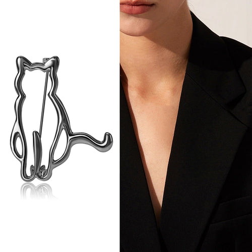 Alloy Smooth Cat Brooch Pin For Fashion Clothing Decoration