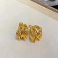 Chic Irregular Geometric C-Shaped Metal Hoop Earrings With Silver Posts For Women view 4