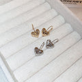 Gold Plated Copper Wrinkled Heart Hook Earrings Minimalist Geometric Cool Style Jewelry For Women view 2