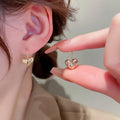 Gold Plated Copper Wrinkled Heart Hook Earrings Minimalist Geometric Cool Style Jewelry For Women view 3