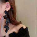 Korean Style Acrylic Rose Petal Tassel Drop Earrings Statement Long Floral Fashion Jewelry view 3