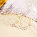 Elegant French Woven Pearl Hoop Heart Flower Geometric Gold Alloy Metal Face-Slimming Earrings view 4