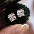 Classic Four Prong Faux Emerald Green Zircon Stud Earrings For Women, Elegant Socialite Jewelry view 5
