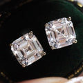 Classic Four Prong Faux Emerald Green Zircon Stud Earrings For Women, Elegant Socialite Jewelry view 3