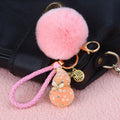 Jelly Gourd Plush Pom Pom Keychains With Braided Wrist Straps view 2