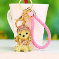 Jeweled Poodle Keychains and One Sheep Keychain With Wrist Straps view 2