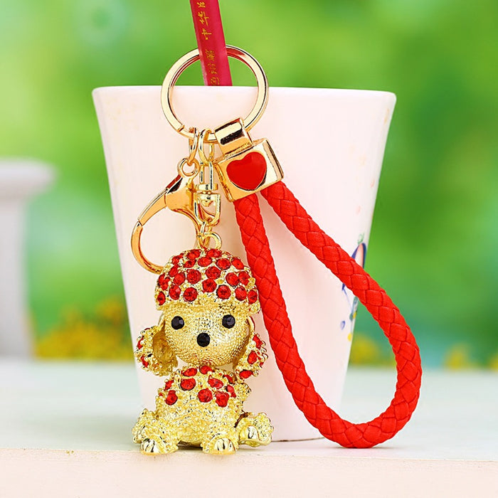 Jeweled Poodle Keychains and One Sheep Keychain With Wrist Straps