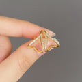 French Chic Geometric A-Shaped Stud Earrings With Micro Pave Teardrop Detail, Fashion Ear Jewelry view 4