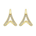 French Chic Geometric A-Shaped Stud Earrings With Micro Pave Teardrop Detail, Fashion Ear Jewelry view 2