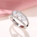 European Fashion Full Pave Square Cubic Zirconia Ring, Elegant Women Finger Jewelry Gift view 2