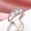 European Fashion Full Pave Square Cubic Zirconia Ring, Elegant Women Finger Jewelry Gift view 1