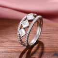 European Fashion Full Pave Square Cubic Zirconia Ring, Elegant Women Finger Jewelry Gift view 4