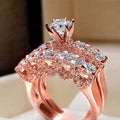 Couple Ring Two Piece Set With Eight Hearts Eight Arrows Cut And Full Pave Zircon Stones view 2