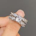 Couple Ring Two Piece Set With Eight Hearts Eight Arrows Cut And Full Pave Zircon Stones view 3