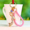 Jeweled High Heel Keychain With Pink Braided Wrist Strap view 1