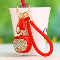 Apple and Auspicious Charm Keychains With Braided Wrist Straps view 1