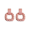 Sweet Pink Acrylic Twisted Heart Stud Earrings With Silver Pins For Women Fashion Jewelry view 5