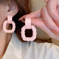 Sweet Pink Acrylic Twisted Heart Stud Earrings With Silver Pins For Women Fashion Jewelry view 4