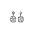 Light Luxury Copper Floral Zircon Pearl Hoop Earrings With Sterling Silver Pins For Women view 5