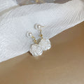 French Elegant White Flower Pearl Alloy Stud Earrings For Women Minimalist Floral Jewelry view 4