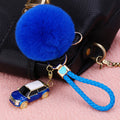 Mini Car Plush Pom Pom Keychains With Braided Wrist Straps view 7