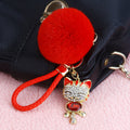 Jeweled Lucky Cat Plush Pom Pom and Wrist Strap Keychains view 8