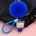 Jeweled Lucky Cat Plush Pom Pom and Wrist Strap Keychains view 9