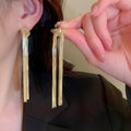 Light Luxury Metal Knotted Tassel Drop Earrings With Silver Pins, Minimalist European Style view 3