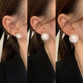 Korean Style Round Pearl Stud Earrings With Silver Needle Geometric Light Luxury Fashion Design view 1