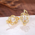 Zircon Flower D Buckle Hoop Earrings For Women Korean Japanese Commuter Ear Cuff view 2