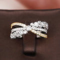 Tri Color Plated Cross X Ring For Women With Micro Paved Zircon, Luxury European Fashion Jewelry view 2