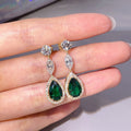 Vintage Palace Style Emerald Green Pear Shaped Drop Earrings Elegant Long Dangle Earrings For Women view 2