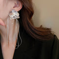 Copper Irregular Crinkled Geometric Orchid Drop Earrings Minimalist Niche Design view 1