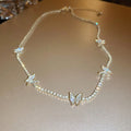 Korean Dongdaemun Rhinestone Butterfly Alloy Collarbone Necklace Style Fashion Jewelry view 4