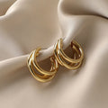 Vintage Hong Kong Style Metal Round Geometric Stud Earrings For Women Korean Fashion Summer Jewelry view 3