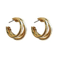 Vintage Hong Kong Style Metal Round Geometric Stud Earrings For Women Korean Fashion Summer Jewelry view 5