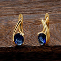 Oval Sapphire Blue Zircon Hoop Earrings For Women Copper Gold Plated Festival Jewelry Gift view 3