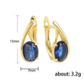 Oval Sapphire Blue Zircon Hoop Earrings For Women Copper Gold Plated Festival Jewelry Gift view 5