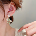 Alloy Lily Of The Valley Leaf Stud Earrings With Silver Needle Posts Sweet Forest Style view 3