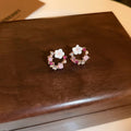 Sparkling Rhinestone Hollow Flower Pearl Stud Earrings Alloy Sweet Minimalist Fashion Jewelry view 4