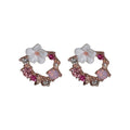 Sparkling Rhinestone Hollow Flower Pearl Stud Earrings Alloy Sweet Minimalist Fashion Jewelry view 5