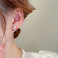 Sparkling Rhinestone Hollow Flower Pearl Stud Earrings Alloy Sweet Minimalist Fashion Jewelry view 3
