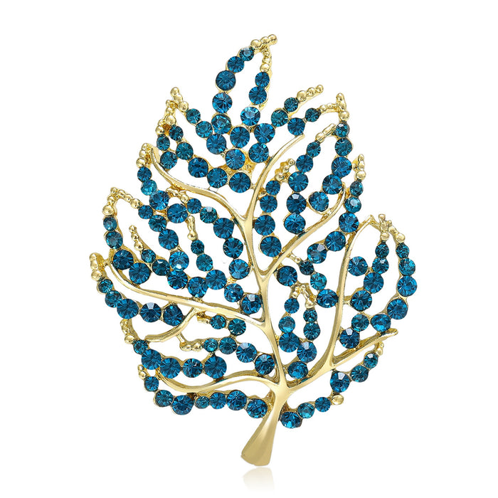 Alloy Rhinestone Leaf Brooch For Suits Coats And Sweaters