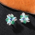 Green Enamel Flower Earrings With Resin And Zircon, European Style Ear Buckle Jewelry view 4